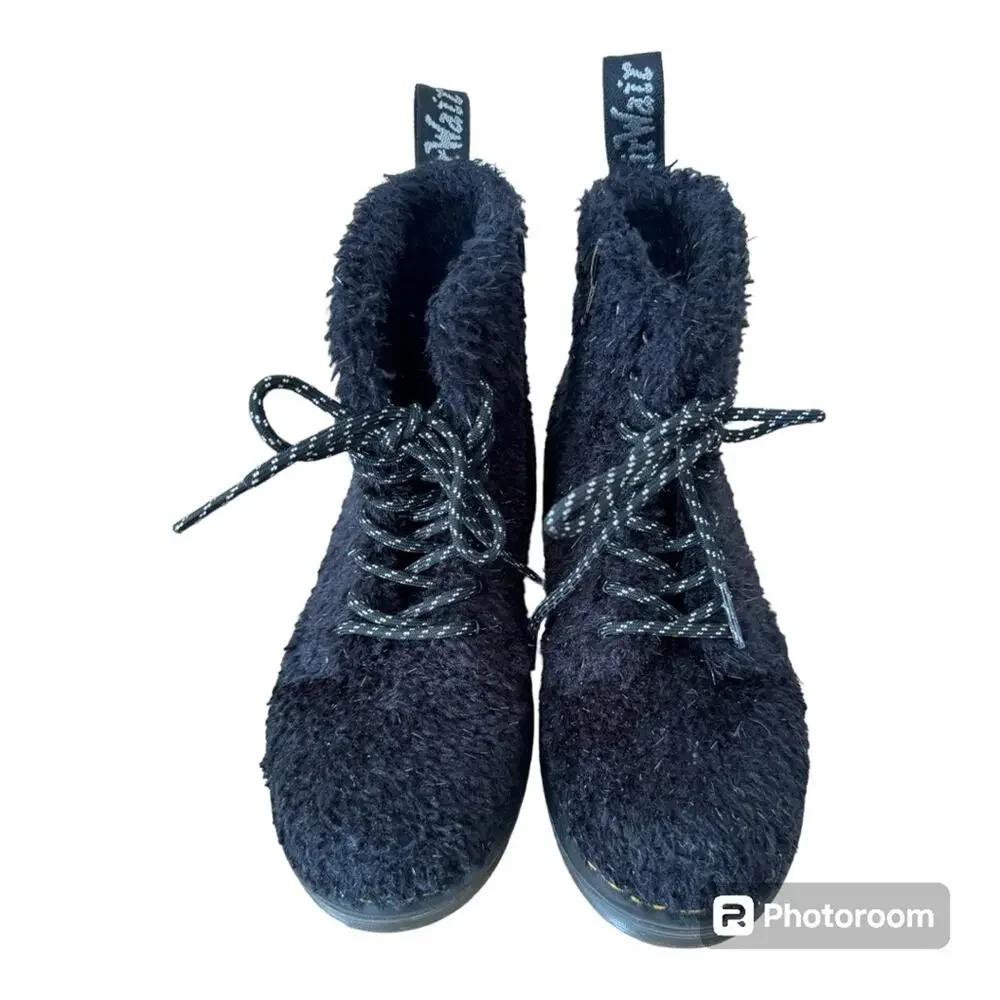 Dr. Marten’s Kids' 1460 Tinsel Faux Fur Combat Boot Black Size 1